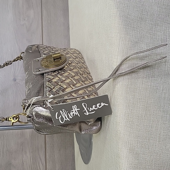 Elliott Lucca 3 way Demi Metallic Woven Leather Crossbody Shoulder Bag - Picture 3 of 15